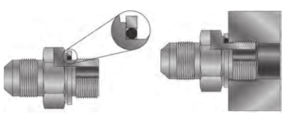 Точечная поверхность с уплотнительным кольцом и стопорным кольцом (ISO 1179-3)