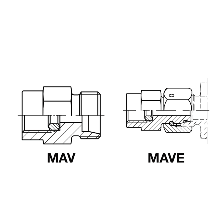MAV MAVE DIN FITTINGS адаптер манометра каталог список номеров деталей Parker